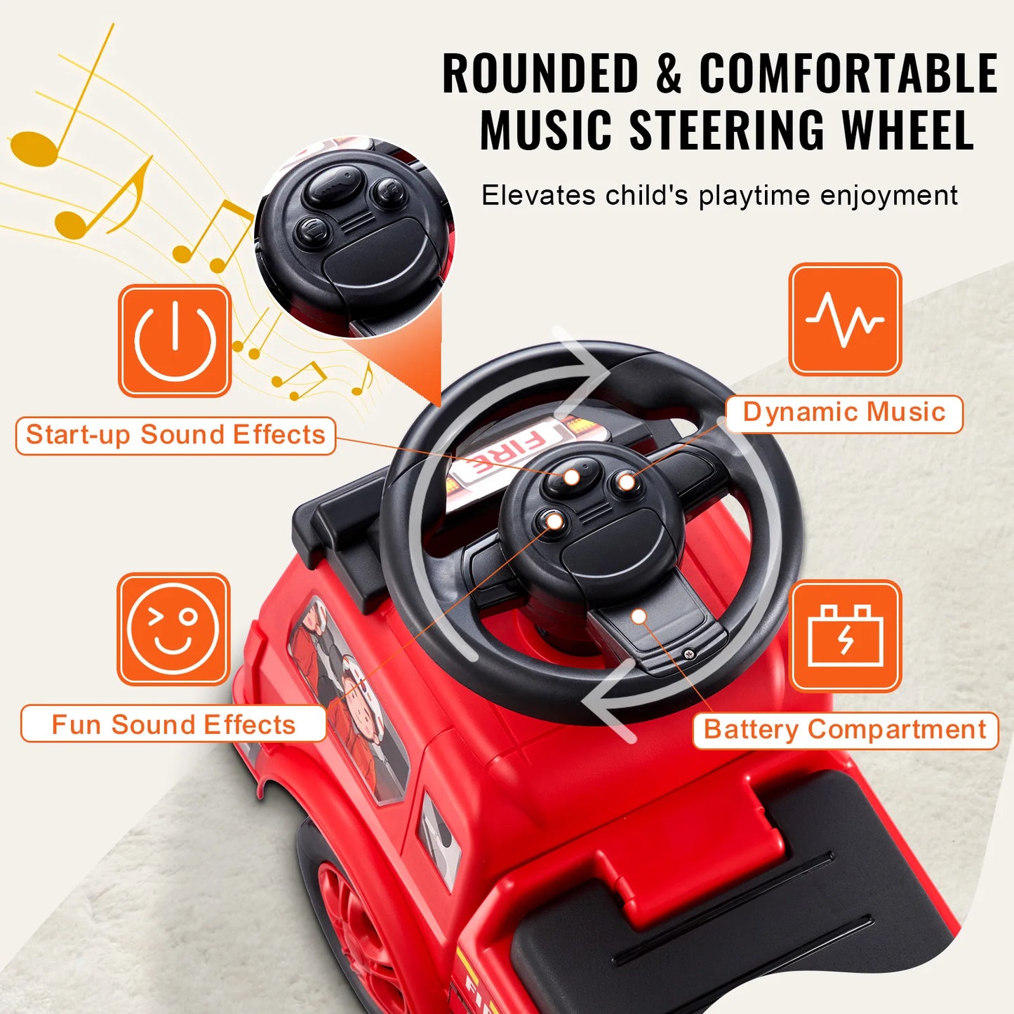 SucceBuy Ride On Car For Kids With Music Steering Wheel