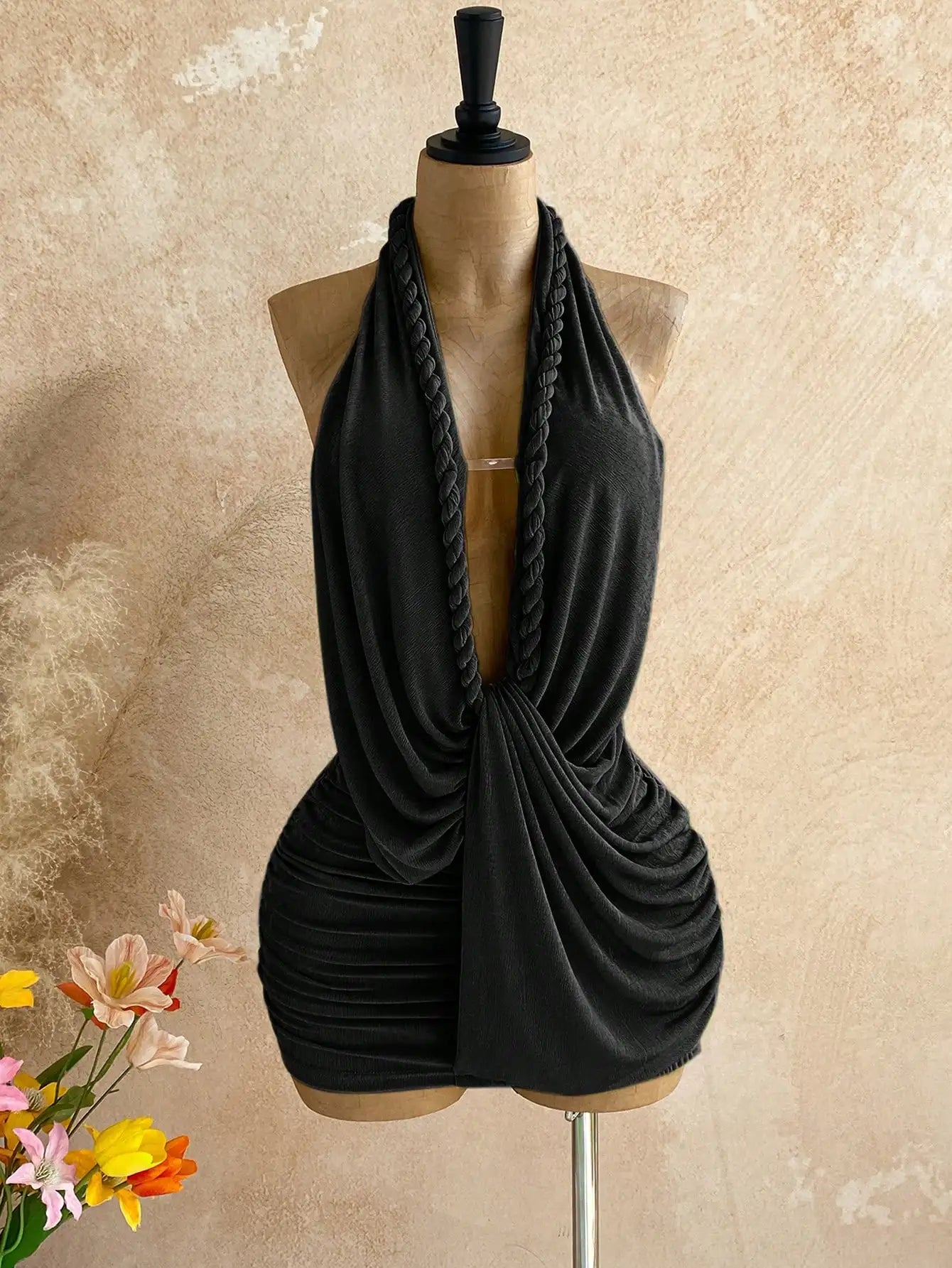 Women Backless Halter Mini Dress For Summer Vacation