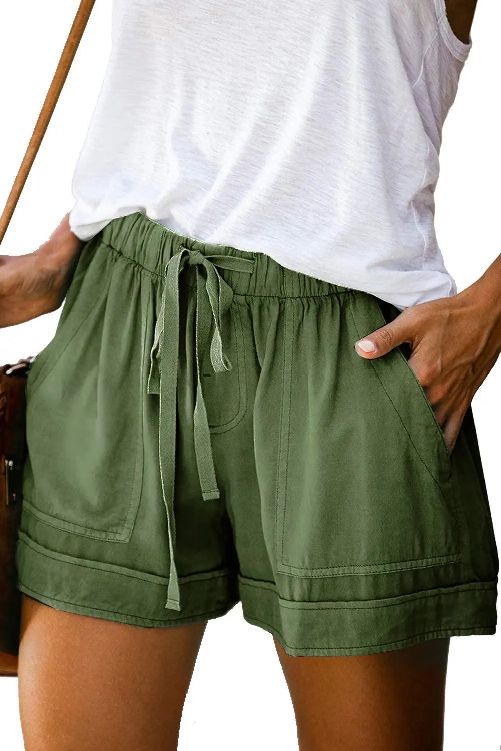 Women Summer Elastic Waist Shorts Lightweight Casual Beachwear