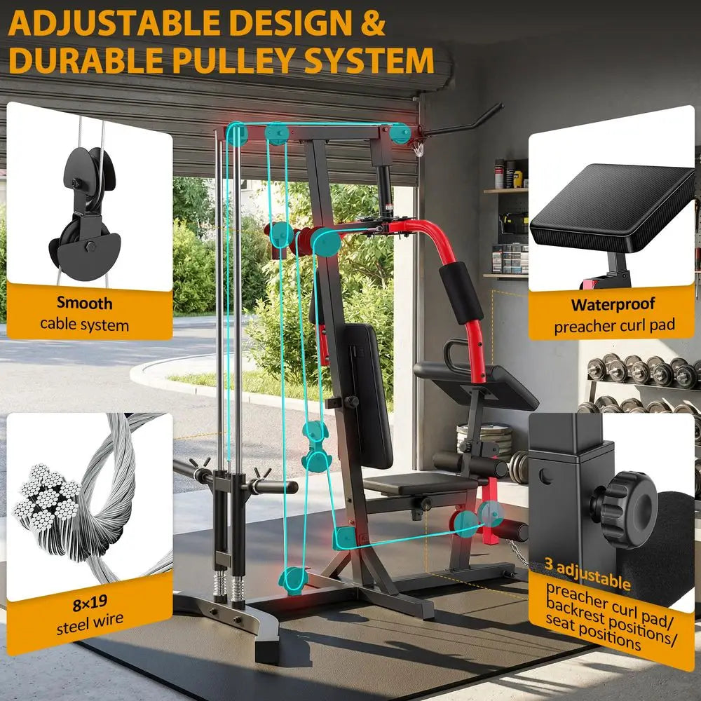 YTYIN All-In-One Home Gym Station With Pulley System And Seated Rowing