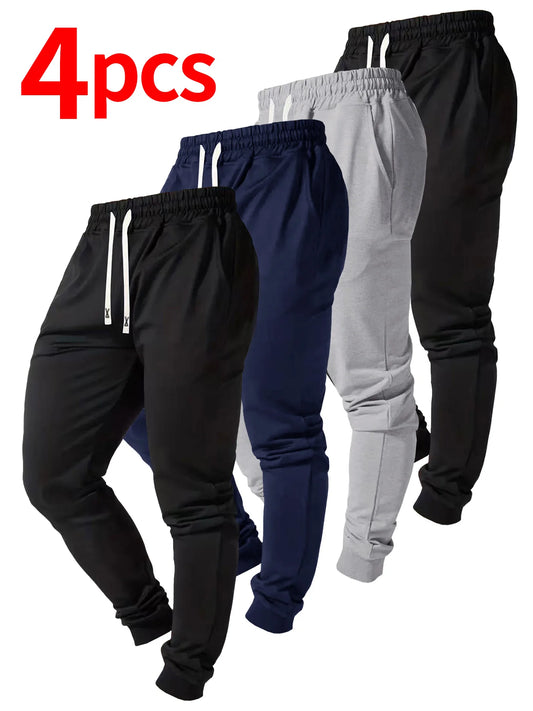Mens Casual Polyester Twill Jogging Pants With Drawstring
