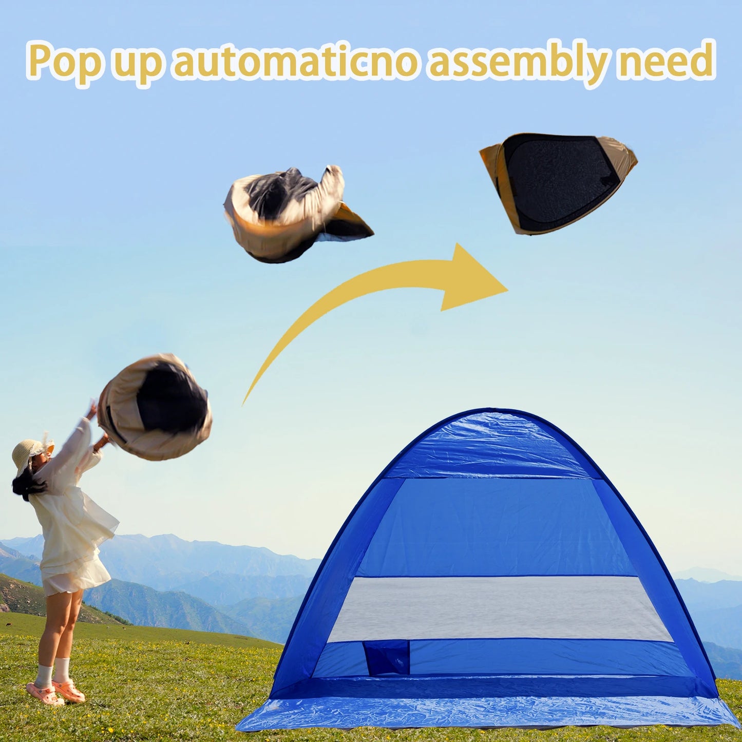 Pakicetus Pop-Up Beach Tent With Carry Bag Compact Folding Design