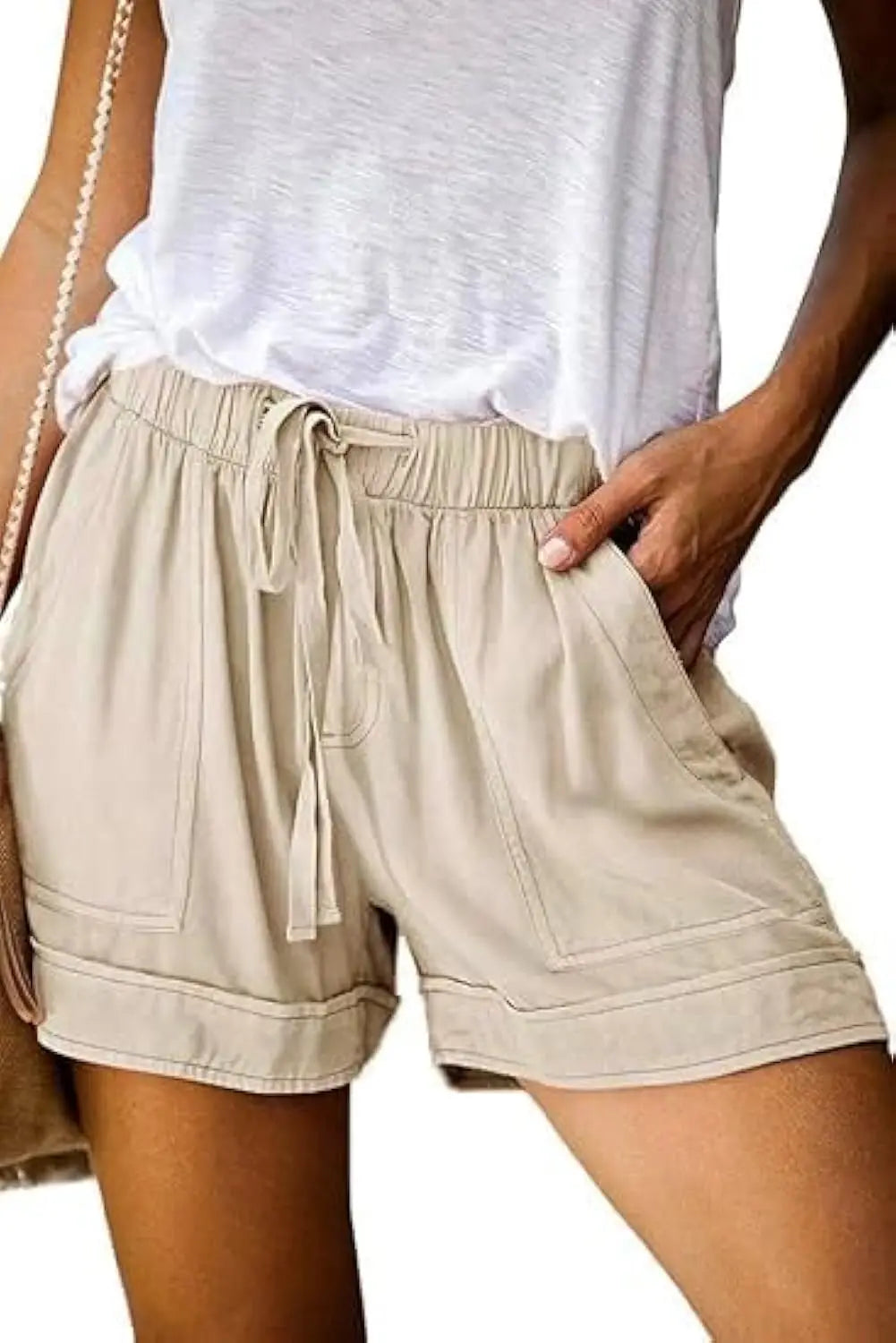 Women Summer Elastic Waist Shorts Lightweight Casual Beachwear