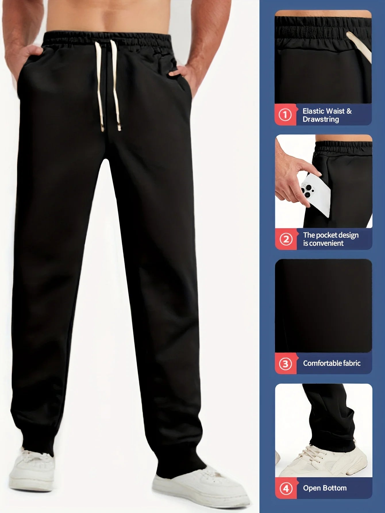 Winthunder Men's Four Seasons Casual Sports Pants Set With Drawstring
