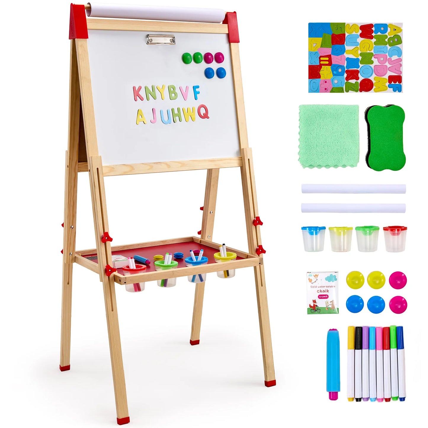 SucceBuy Wooden Magnetic Drawing Board Double Sided Art Easel