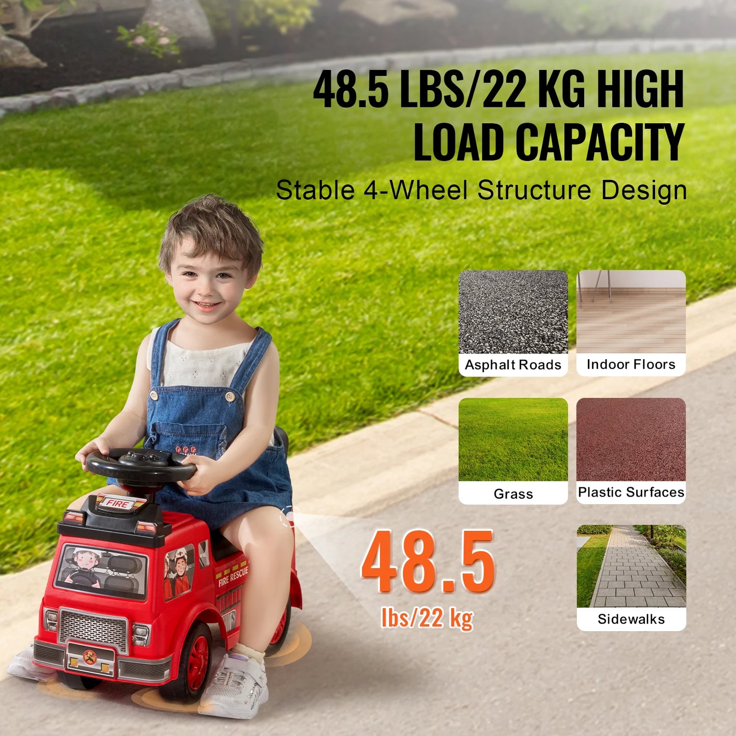 SucceBuy Ride On Car For Kids With Music Steering Wheel