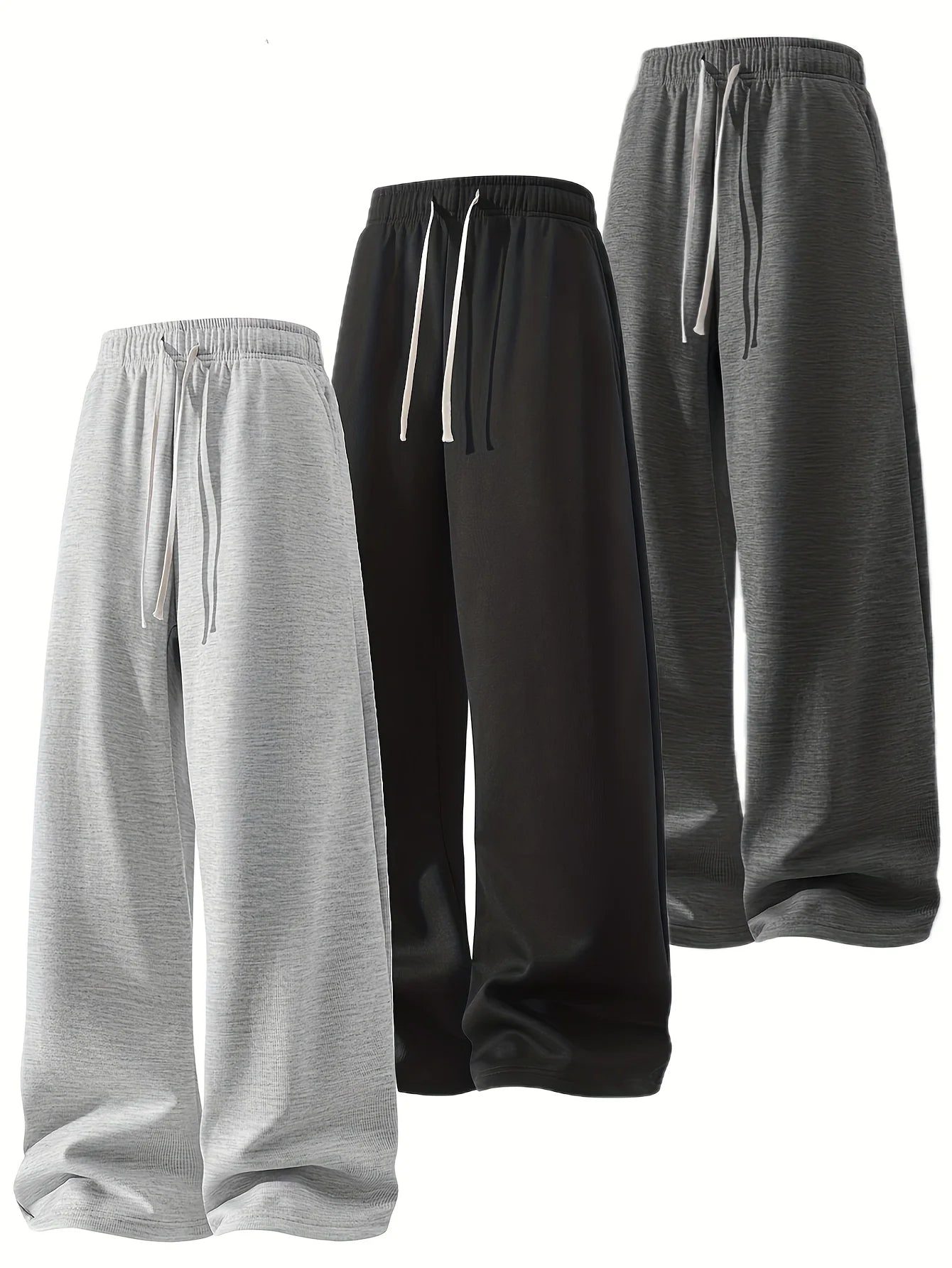 Winthunder Men Soft Knitted Jogger Pants With Elastic Waist Drawstring
