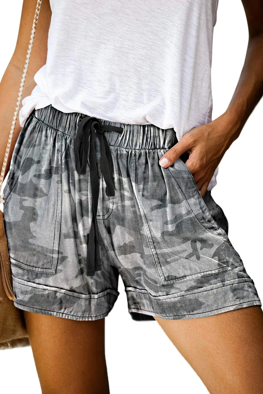 Women Summer Elastic Waist Shorts Lightweight Casual Beachwear