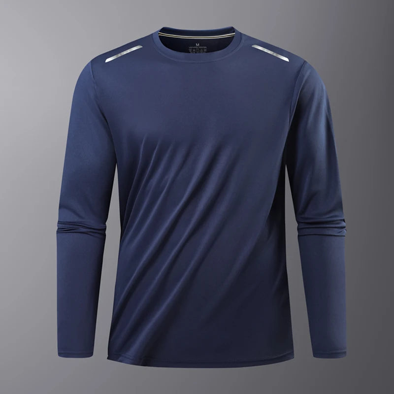 Reflective Sport Gym T Shirt Men Long Sleeve Quick Dry Top