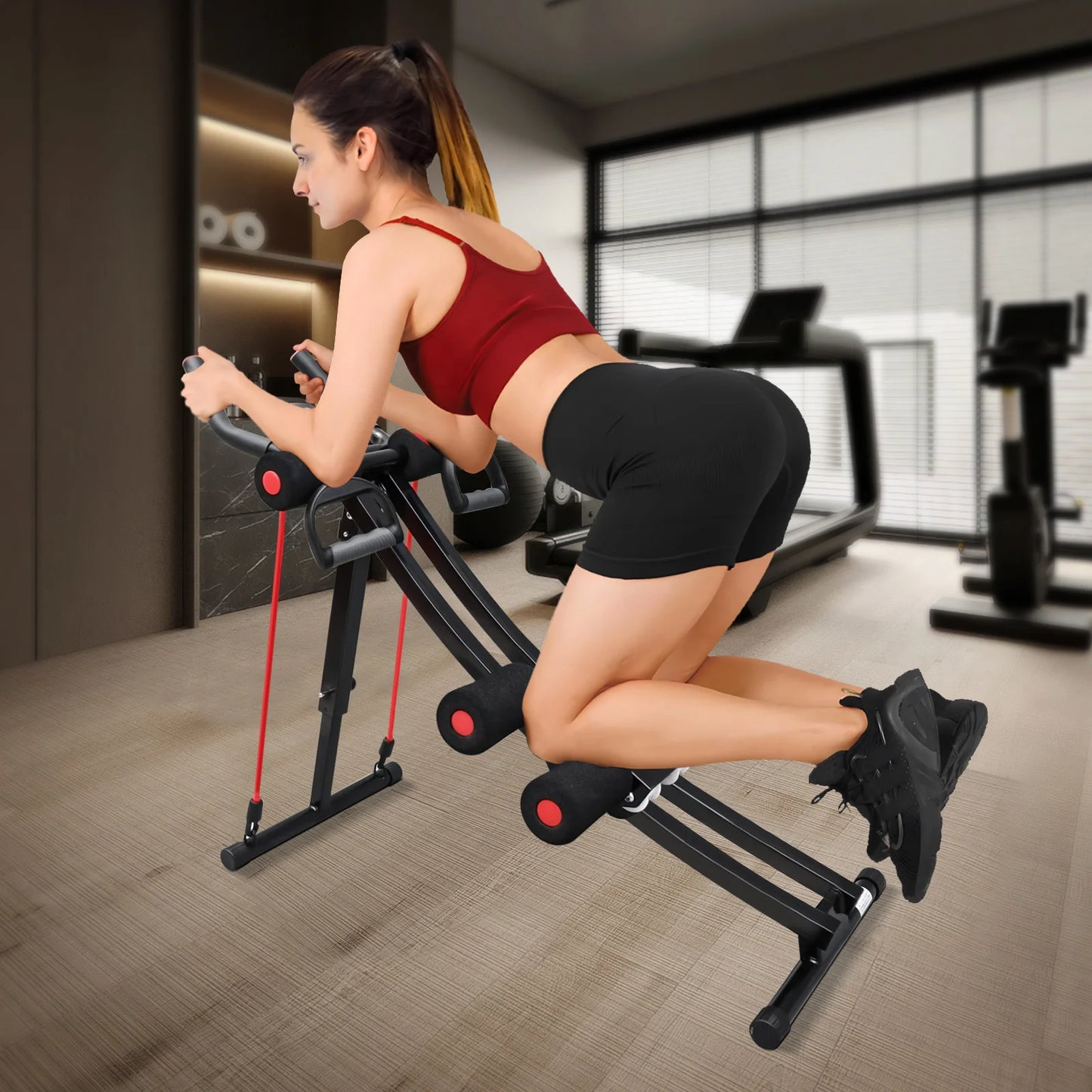 Foldable Ab Machine for Home Gym Abdominal Trainer LCD Display