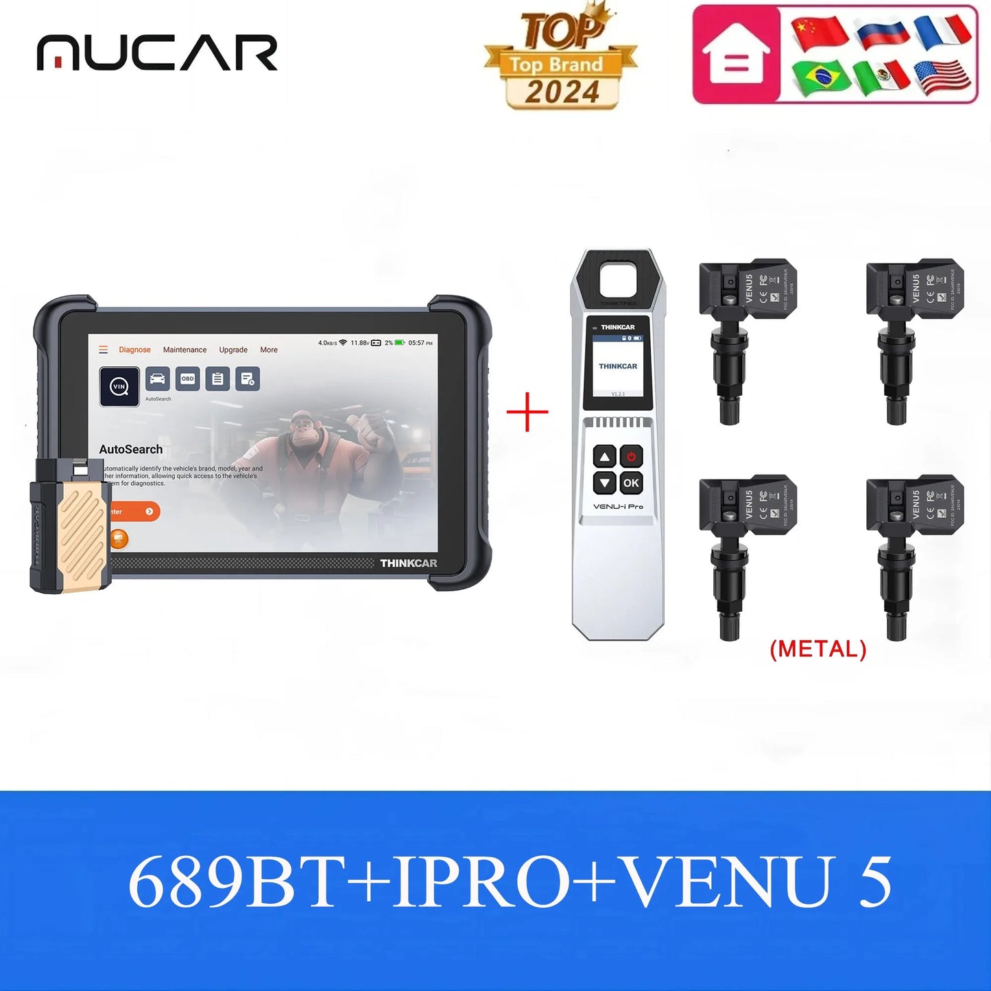 MUCAR OBD2 Diagnostic Tool 689BT CAN FD DOIP All Systems Scanner