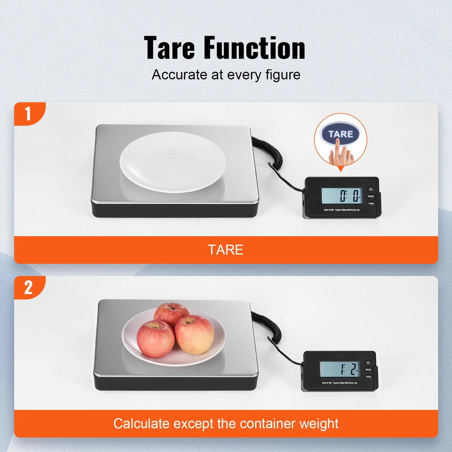 SucceBuy 440lbs Digital Shipping Scale with Timer Tare Function HD LCD Screen Portable Package Postal Scale for Home Post Office