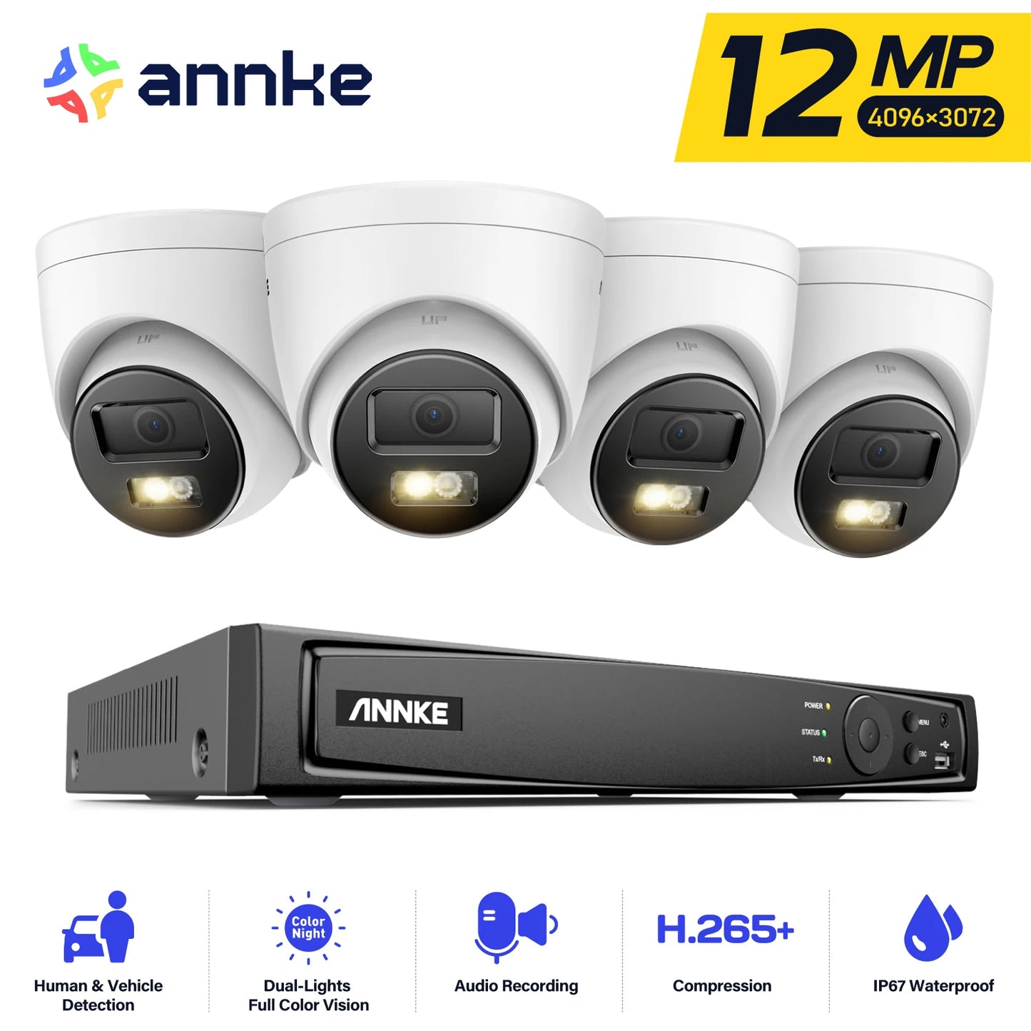 ANNKE 4K Ultra HD POE Video Surveillance System 8CH NVR Recorder 12MP 8MP Security Cameras CCTV Kit Audio Recording 3K Ip camera