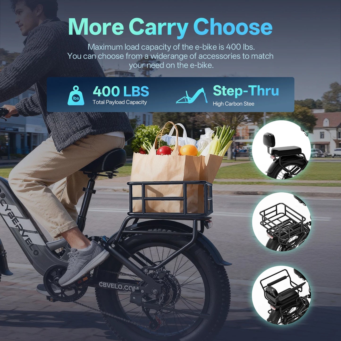 CYBERVELO EK12 Step-Through Electric Bike With 48V 20Ah Battery