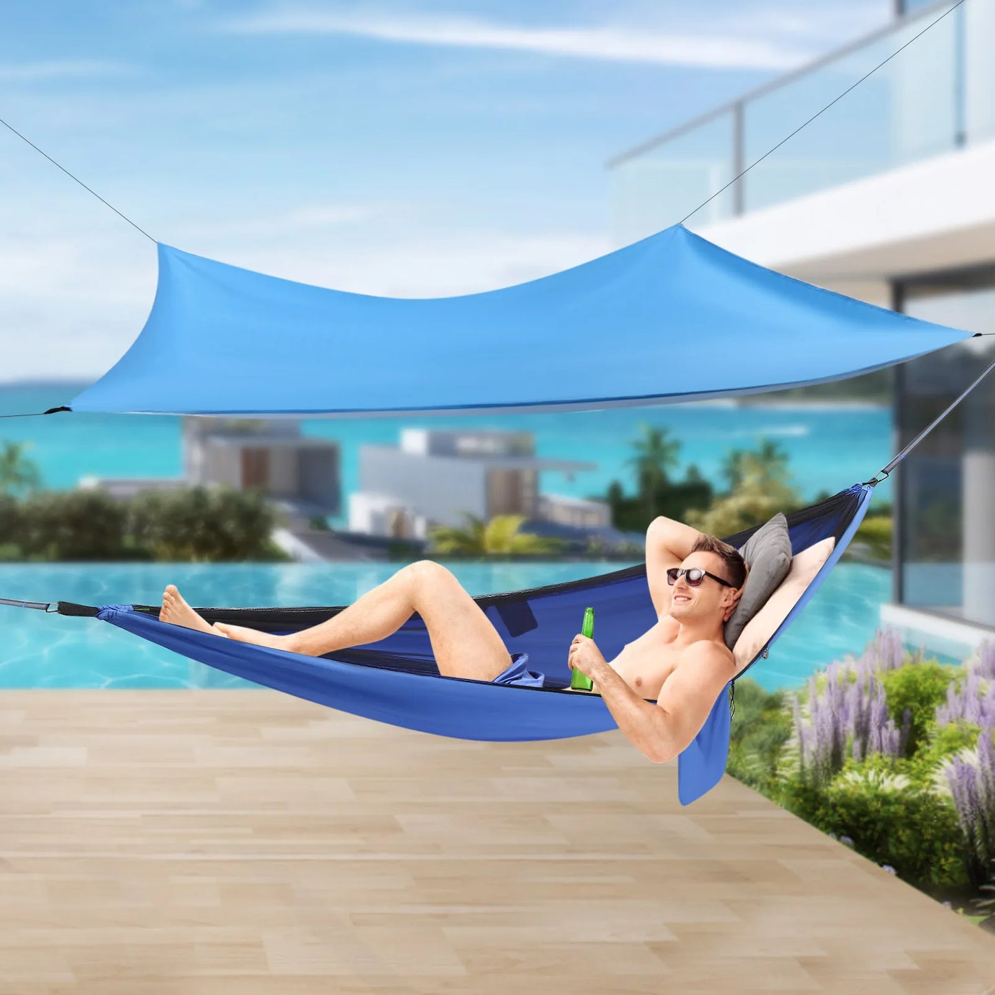 2-in-1 Design Camping Hammock, Mosquito Net Capacity 440.9 Pounds, 290 * 140cm Tent and 310cm Hammock