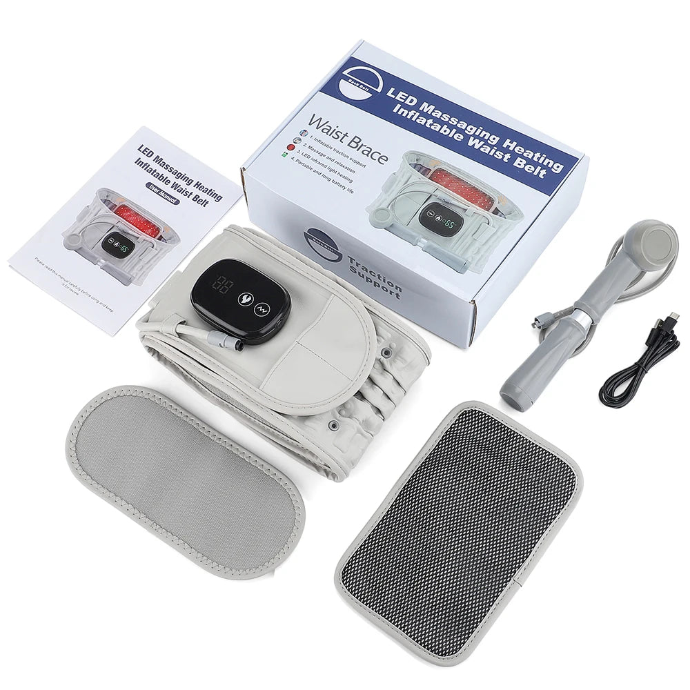 PastSky Rechargeable Heating Waist Back Massager With Inflatable Lumbar Traction