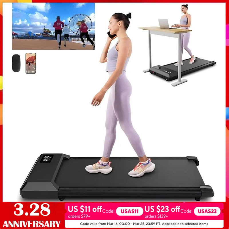 Superun  2-in-1 Home/Office 2.5 HP Walking Treadmill,mini Treadmills for Small Spaces with APP & Remote Control