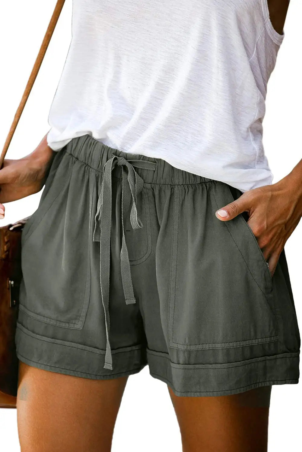 Women Summer Elastic Waist Shorts Lightweight Casual Beachwear