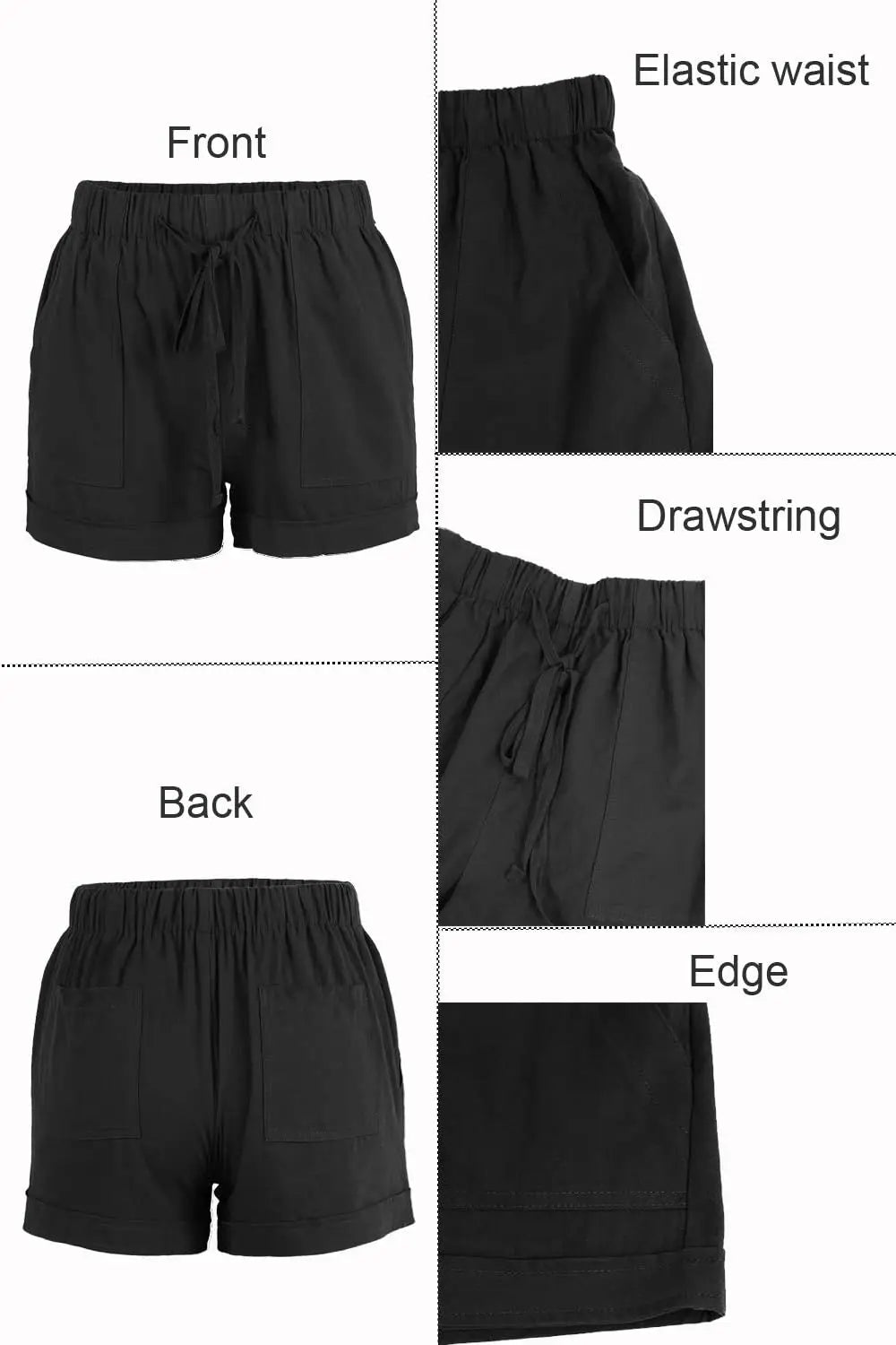 Women Summer Elastic Waist Shorts Lightweight Casual Beachwear