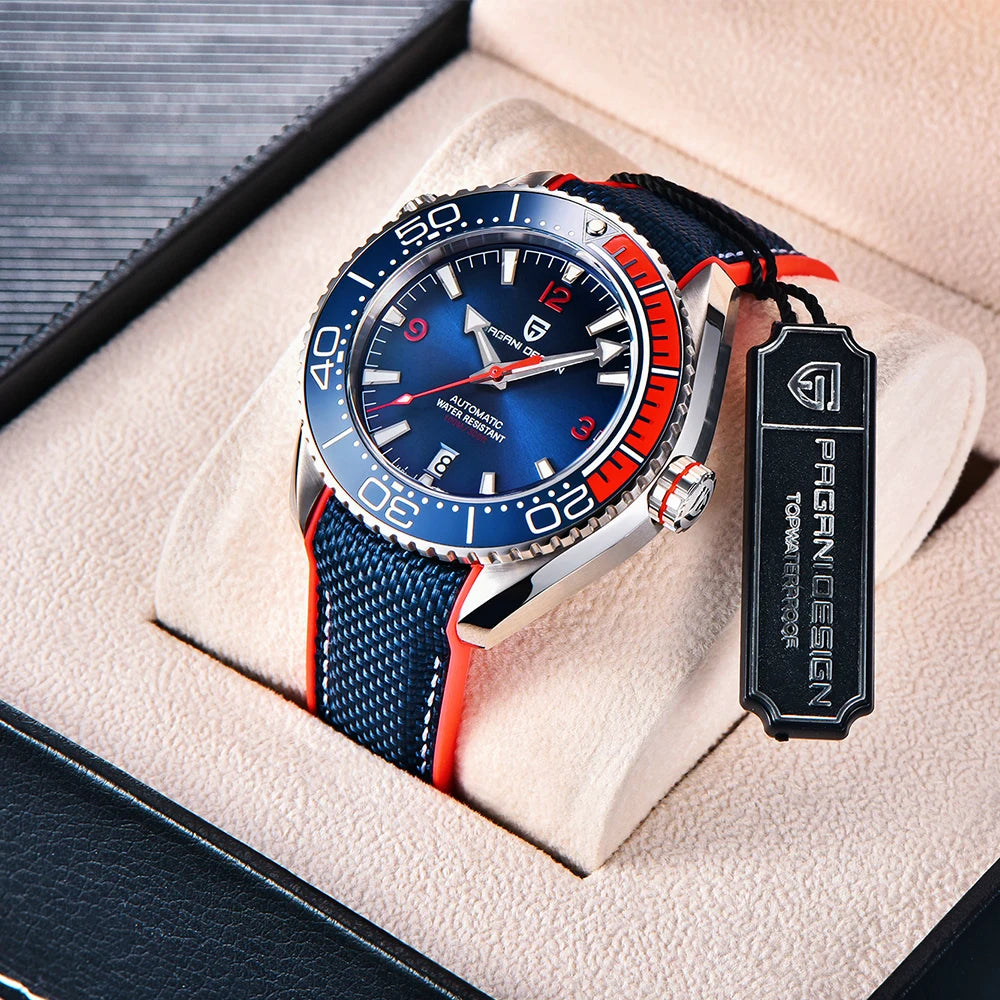 Pagani Design Sports Rubber Diving Watch Automatic Luminous Sapphire
