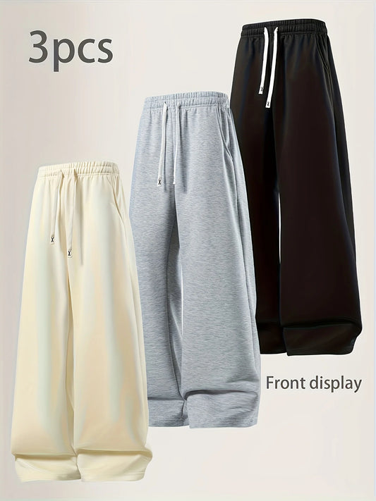 Winthunder Men Soft Knitted Jogger Pants With Elastic Waist Drawstring