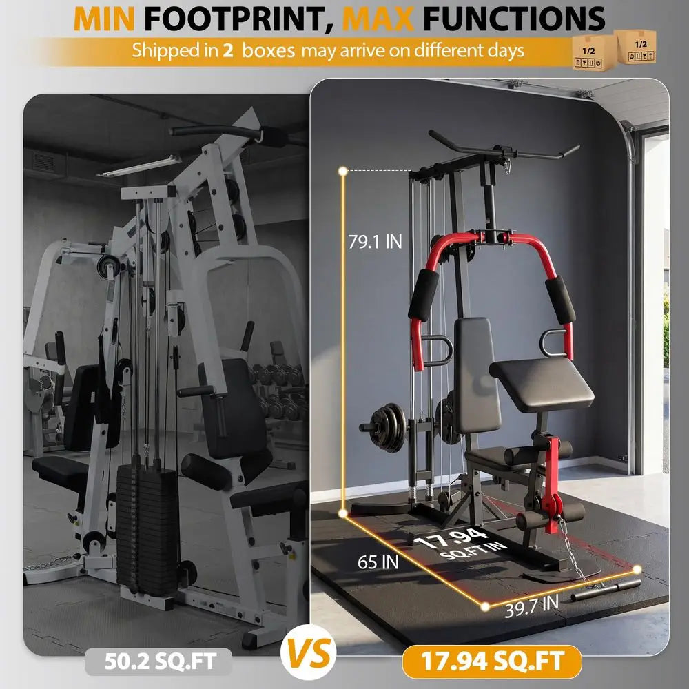 YTYIN All-In-One Home Gym Station With Pulley System And Seated Rowing