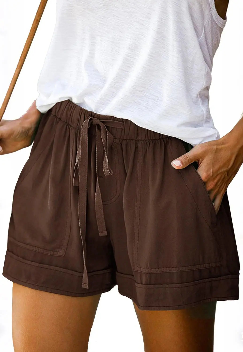 Women Summer Elastic Waist Shorts Lightweight Casual Beachwear