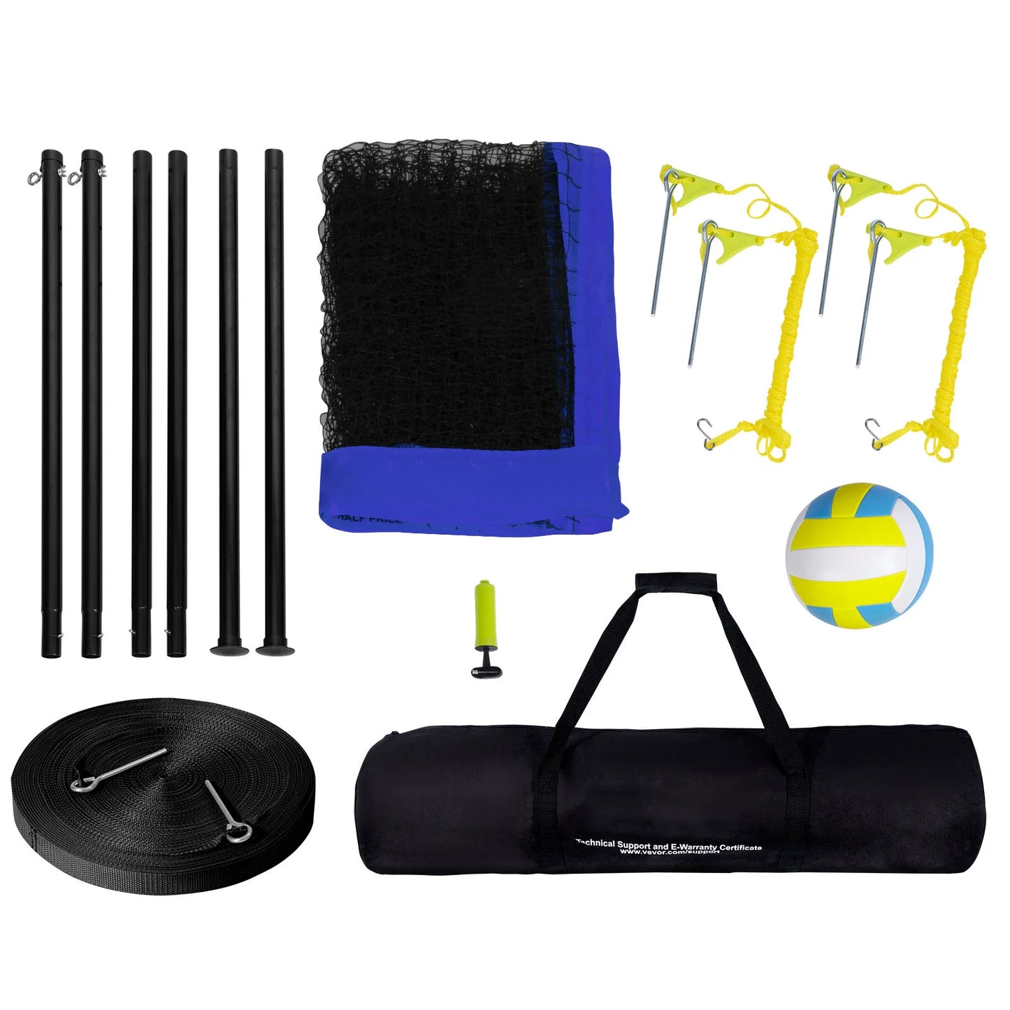 SucceBuy Volleyball Net System With Adjustable Height Poles And Pump