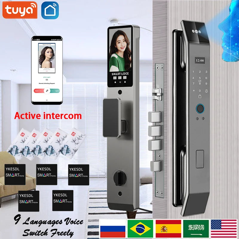YKESDL Smart Door Lock With Camera 3D Face Recognition Biometric