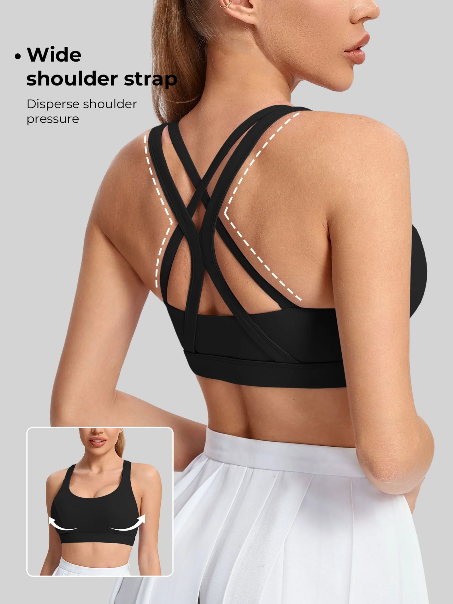 Ladies Yoga Sports Bra Back Style Thin Straps Breathable Nylon Blend