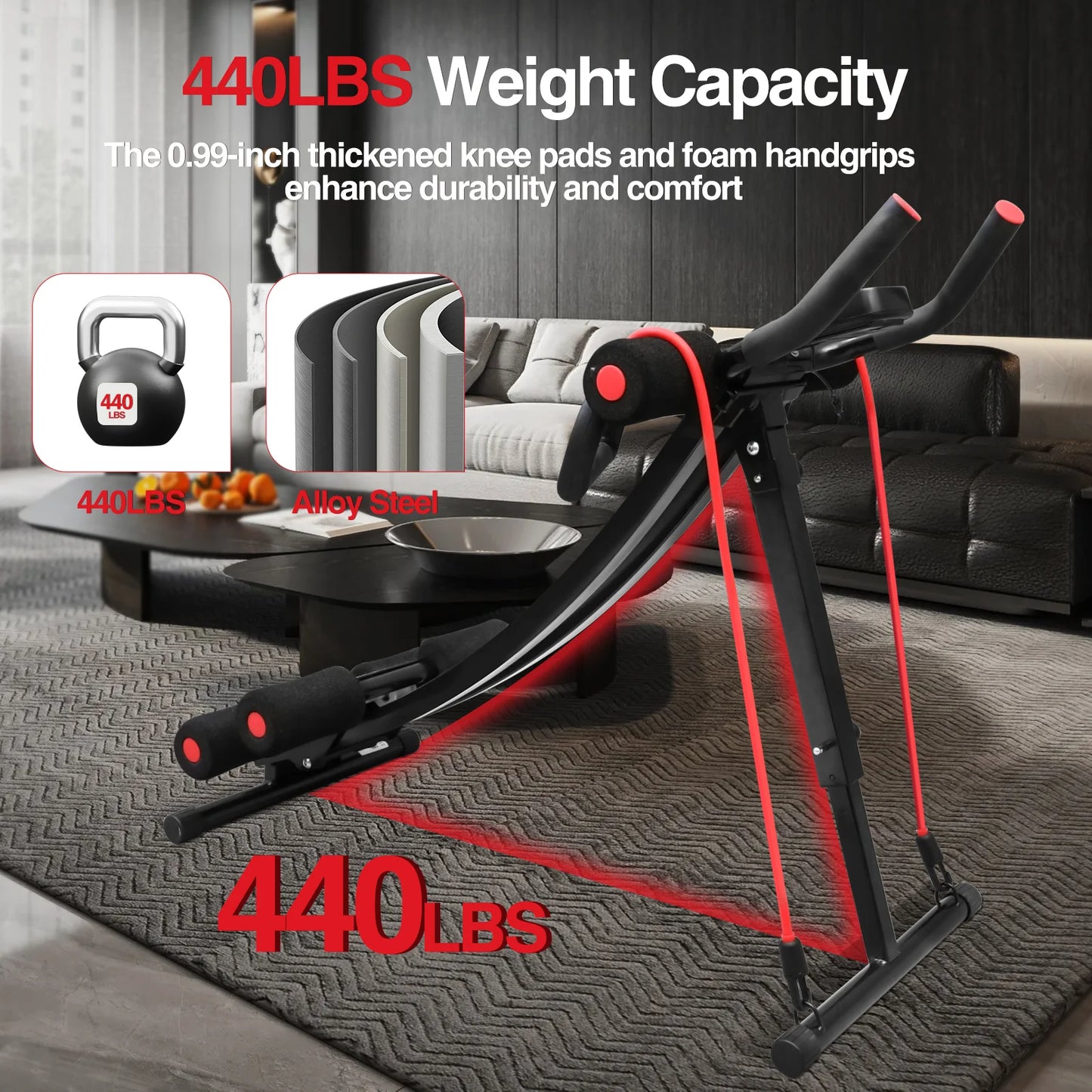 Foldable Ab Machine for Home Gym Abdominal Trainer LCD Display