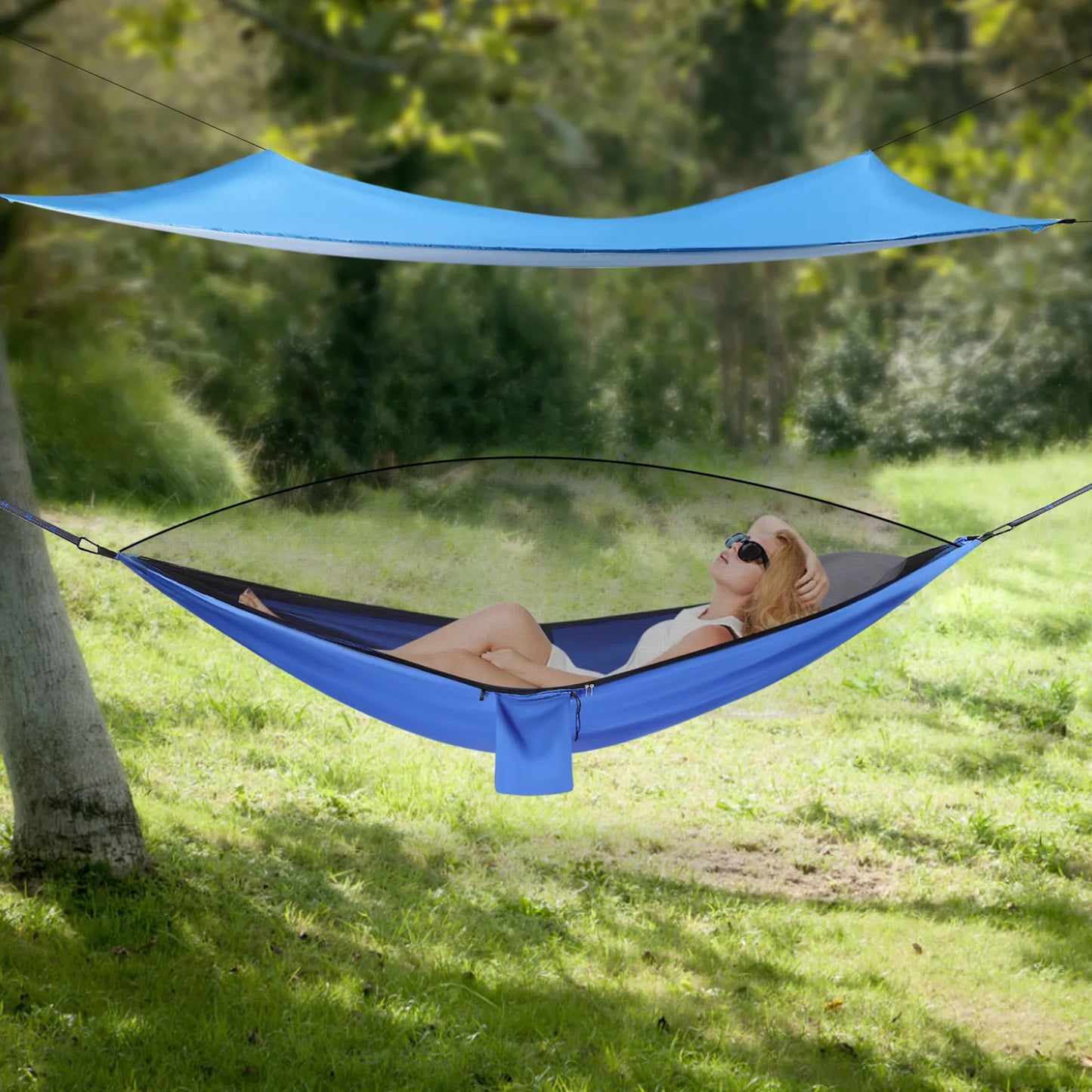 2-in-1 Design Camping Hammock, Mosquito Net Capacity 440.9 Pounds, 290 * 140cm Tent and 310cm Hammock