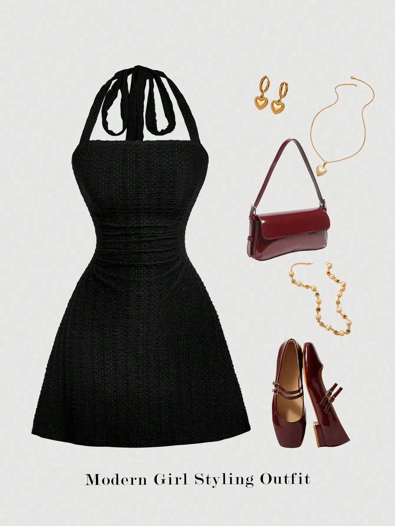 Halter Neck A Line Dress With Ruched Waist Summer Wear
