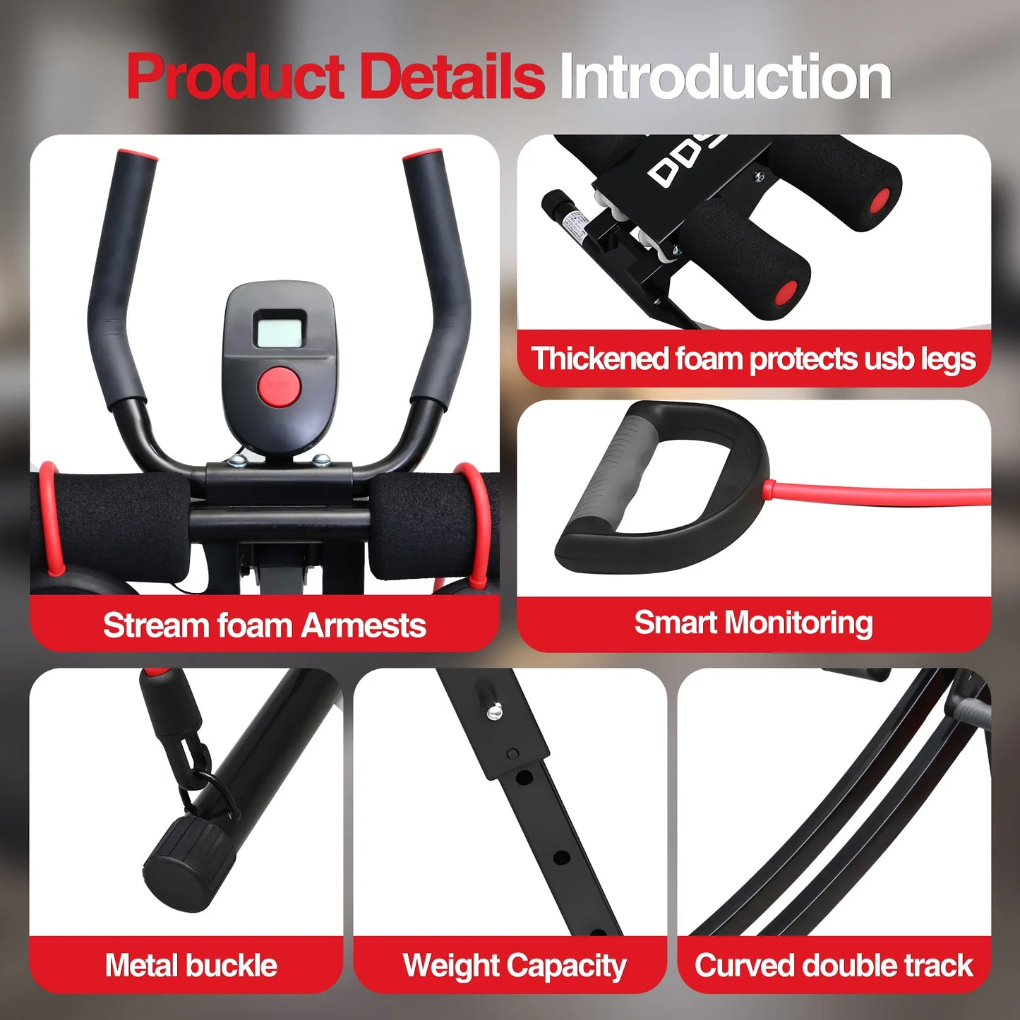 Foldable Ab Machine for Home Gym Abdominal Trainer LCD Display