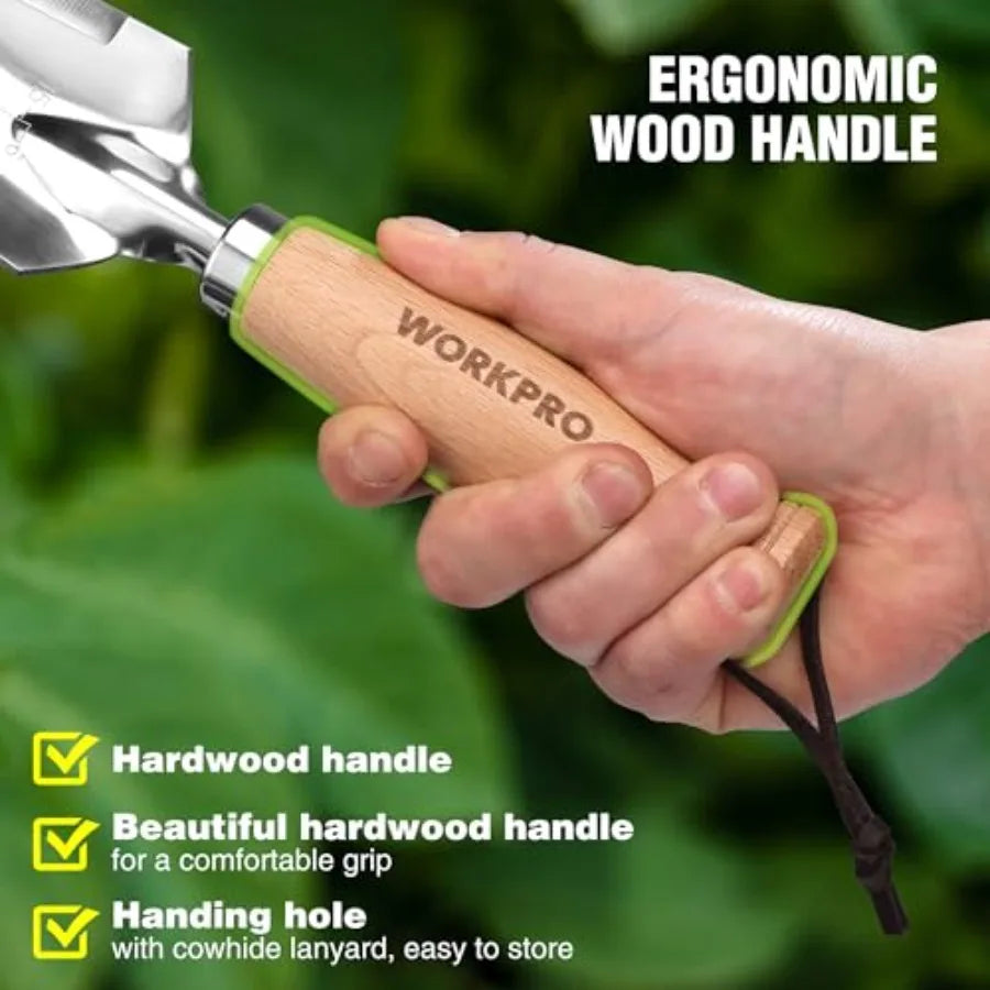 Garden Trowel with Wood Handle Stainless Steel Narrow Hand Shovel Multi- Use Flat Garden Trowel for Planting Weeding Tr