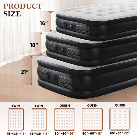 JHK Air Mattress With Non Slip Bottom For Home Camping