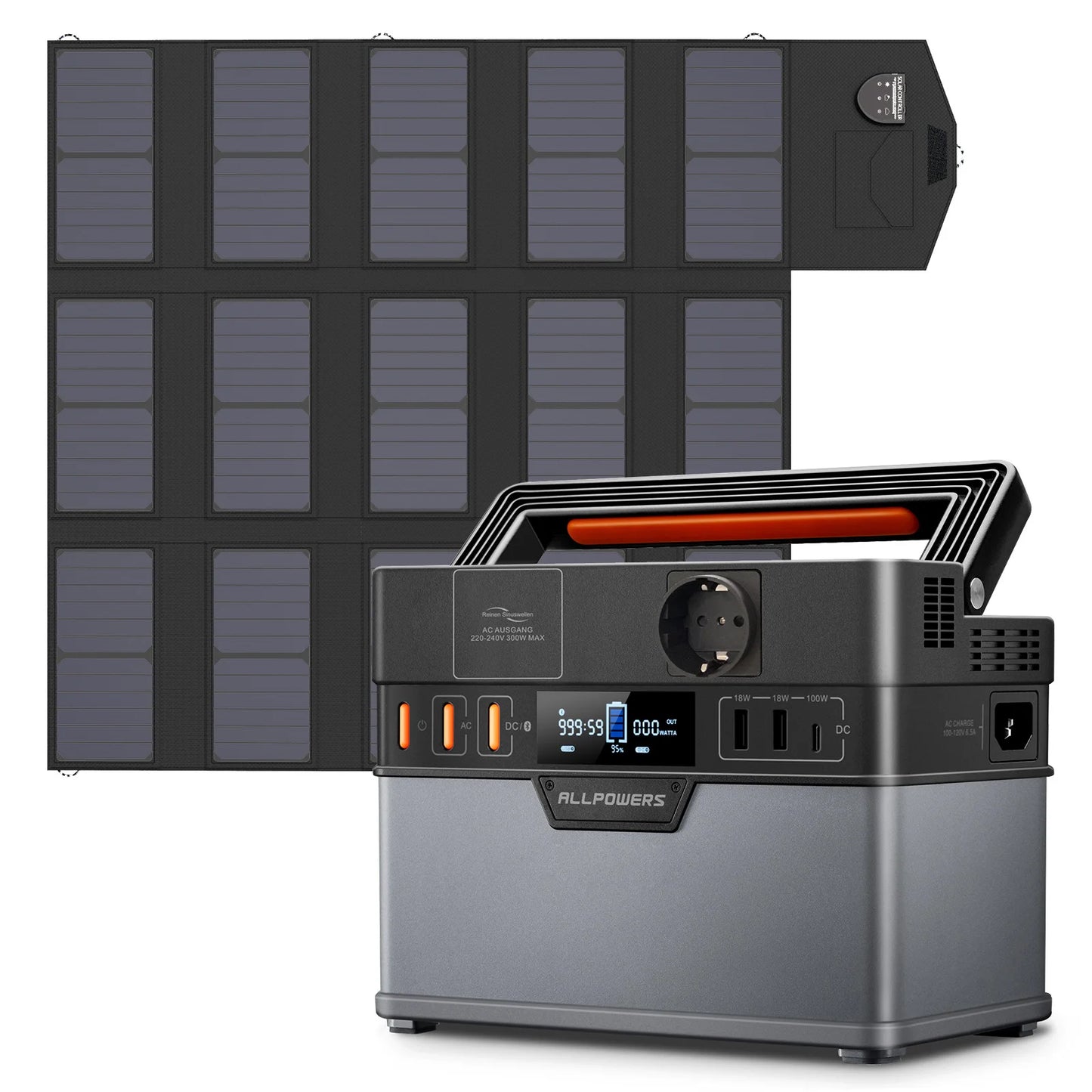 ALLPOWERS S300 Portable Power Station 288Wh Solar Generator With 100W Foldable Solar Panel for Outdoor Travel Camping RV Garden