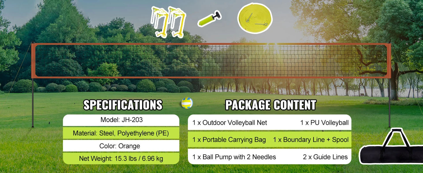SucceBuy Volleyball Net System With Adjustable Height Poles And Pump