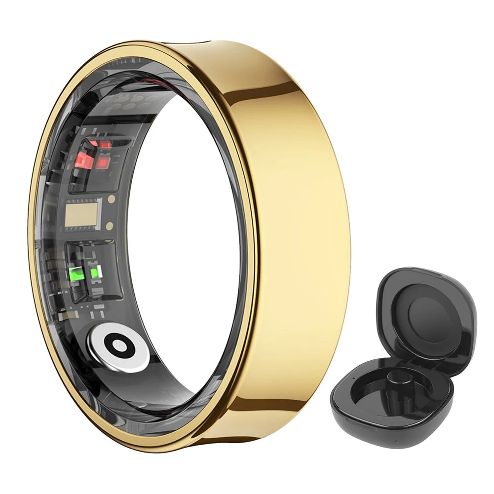 R09 Smart Ring Heart Rate Blood Oxygen Sleep Monitoring Health Fitness Rings with Charging Case Sport Health Ring for Men Women