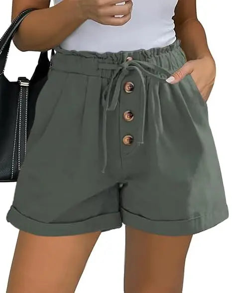 Women Summer Elastic Waist Shorts Lightweight Casual Beachwear