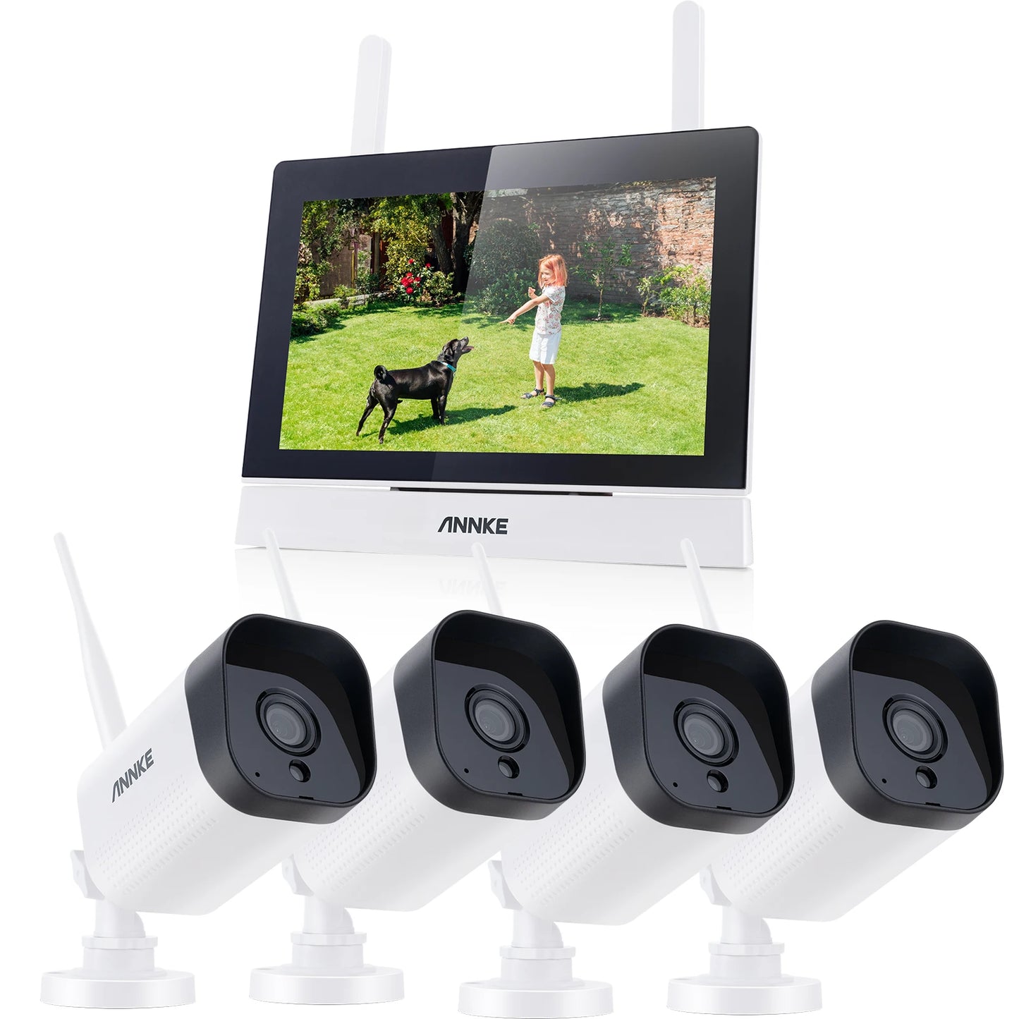 Annke 3MP 5MP Wireless CCTV System 4CH NVR Outdoor wifi camera 7-inch touch screen Two Way Audio 2/4Pcs Wifi security camera
