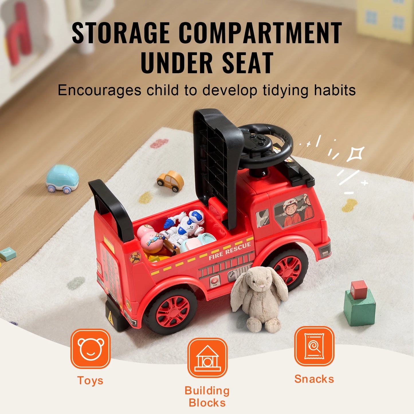 SucceBuy Ride On Car For Kids With Music Steering Wheel