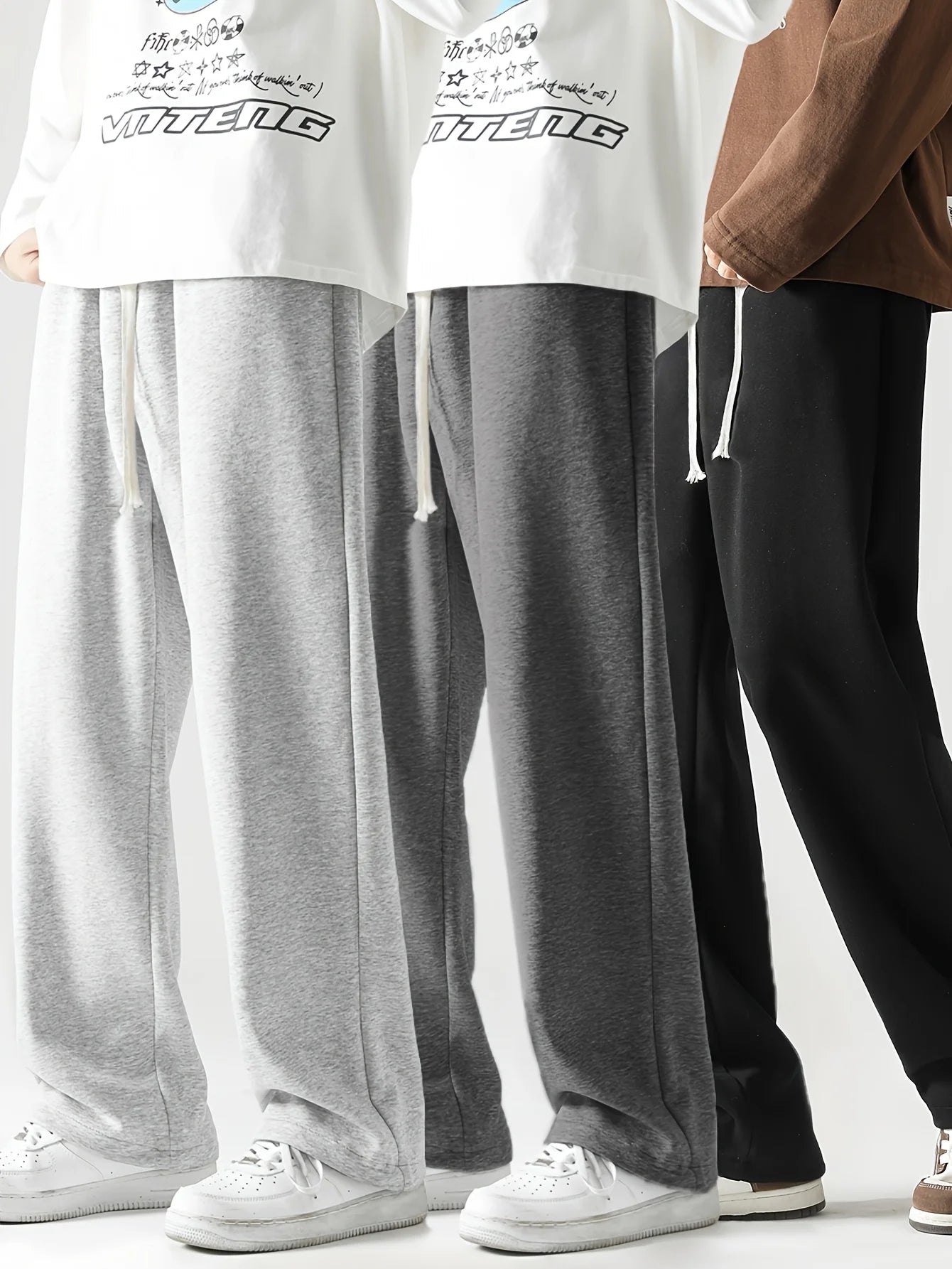 Winthunder Men Soft Knitted Jogger Pants With Elastic Waist Drawstring