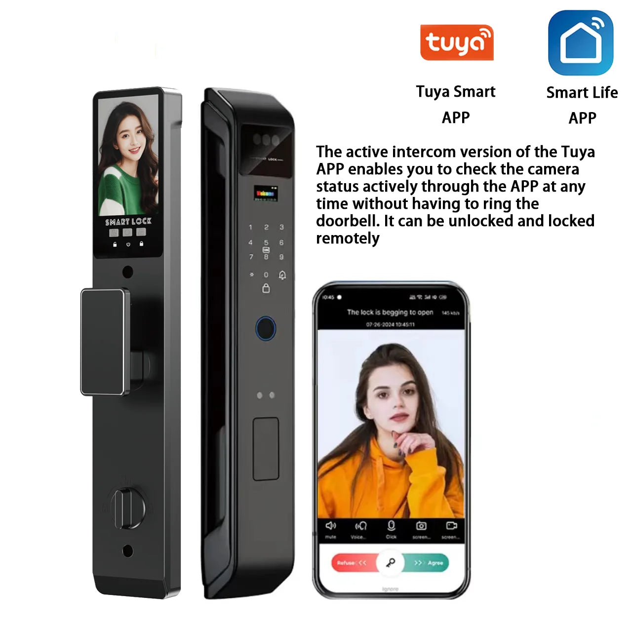 YKESDL Smart Door Lock With Camera 3D Face Recognition Biometric