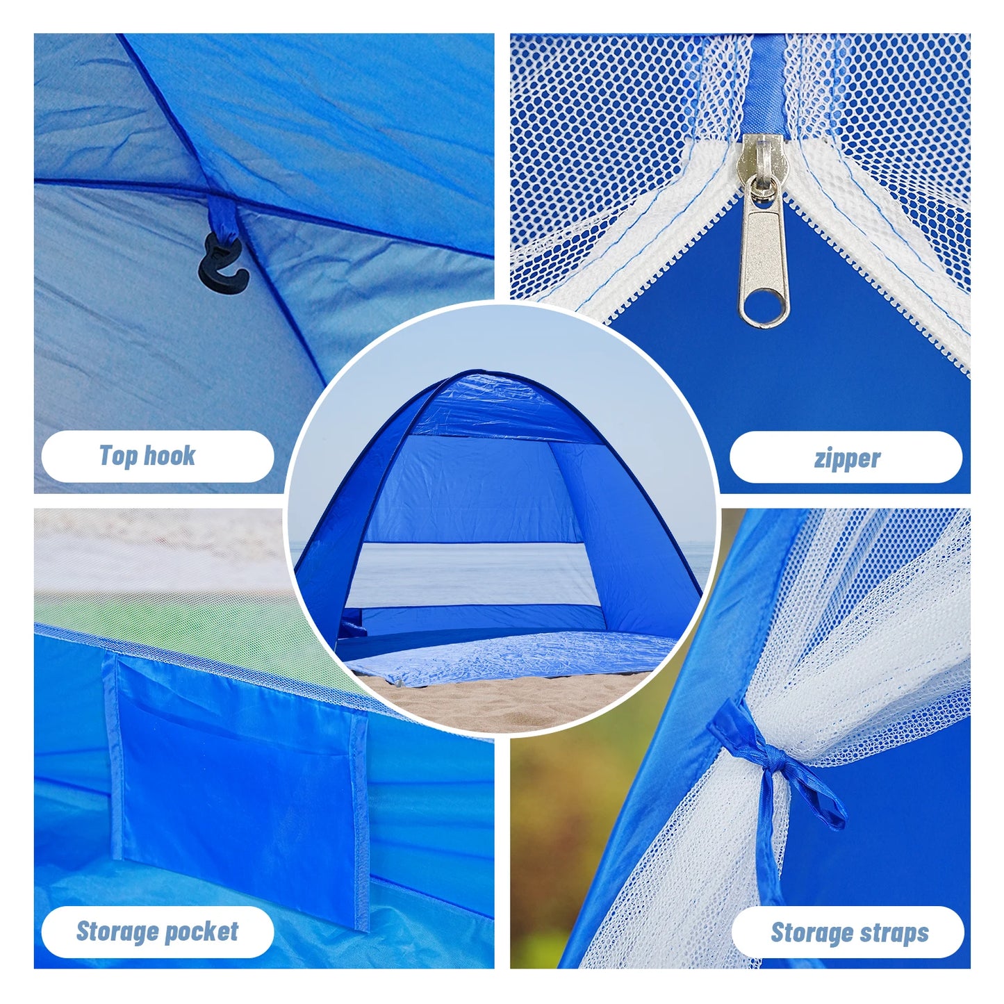 Pakicetus Pop-Up Beach Tent With Carry Bag Compact Folding Design