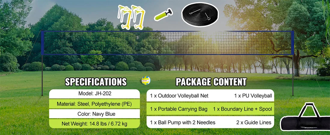 SucceBuy Volleyball Net System With Adjustable Height Poles And Pump