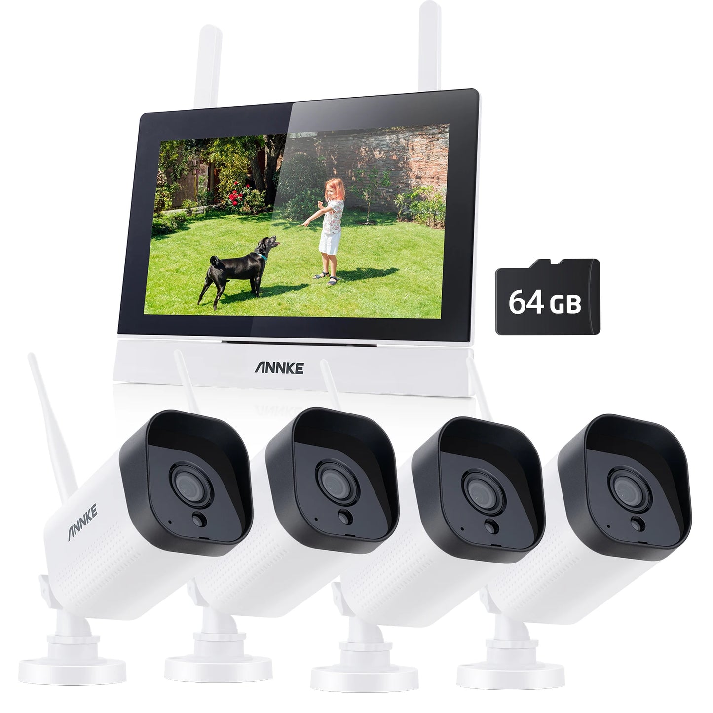 Annke 3MP 5MP Wireless CCTV System 4CH NVR Outdoor wifi camera 7-inch touch screen Two Way Audio 2/4Pcs Wifi security camera