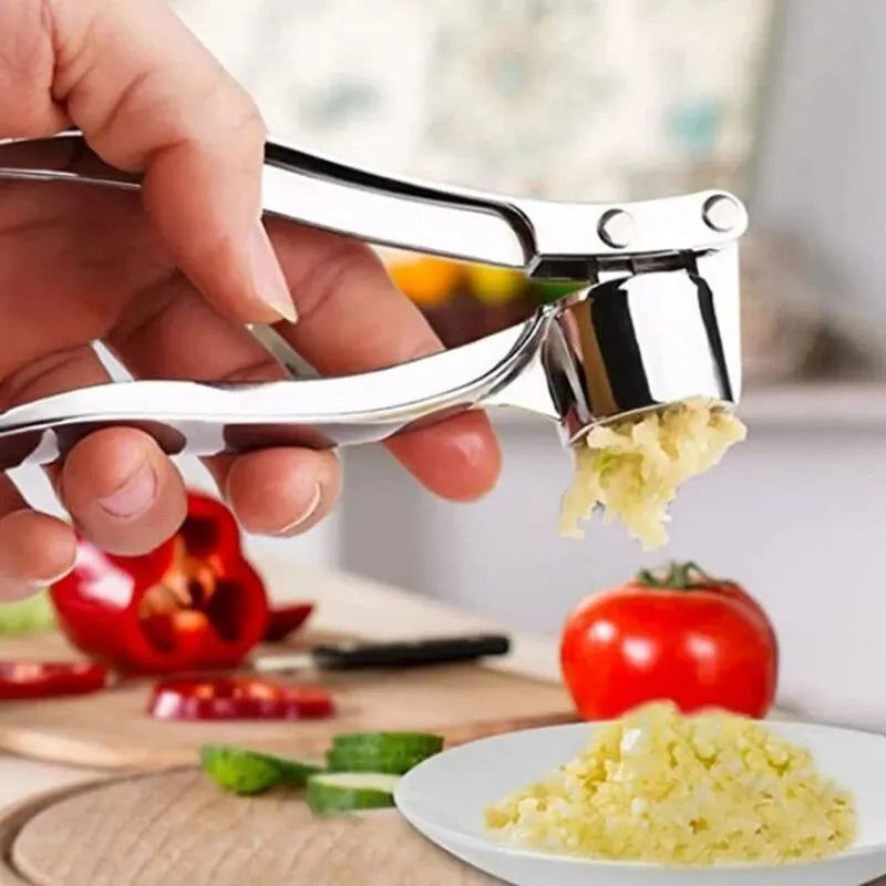 Multifunctional Garlic Press Pull Type Anti-Skid Thickened Handle Manual Chopper Crusher Zinc Alloy Stainless Steel Kitchen Clip