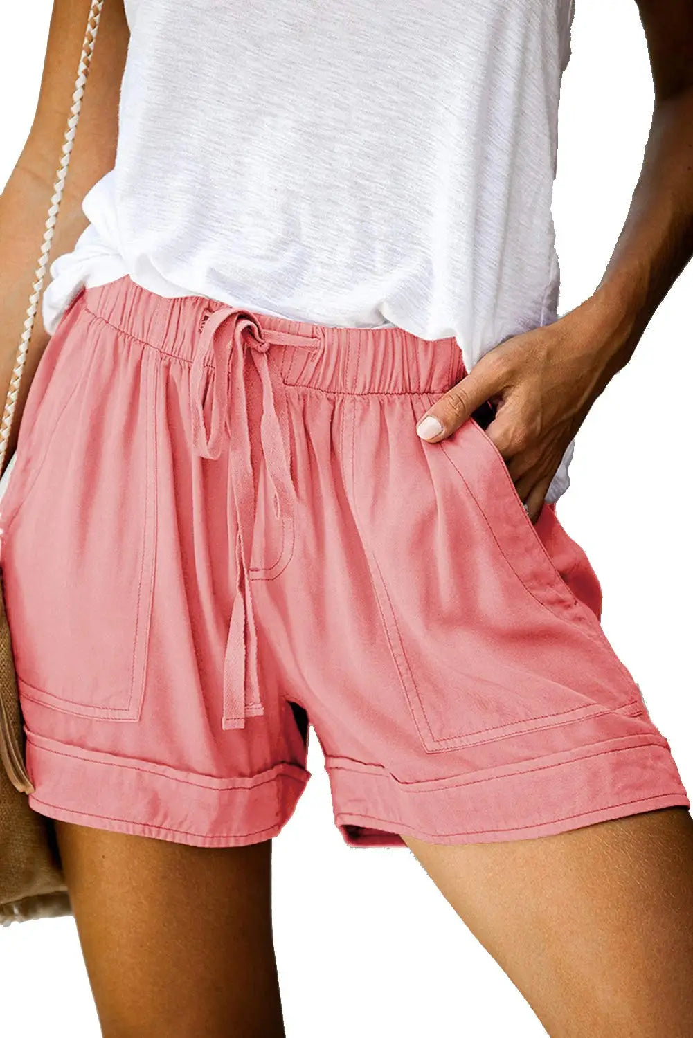 Women Summer Elastic Waist Shorts Lightweight Casual Beachwear