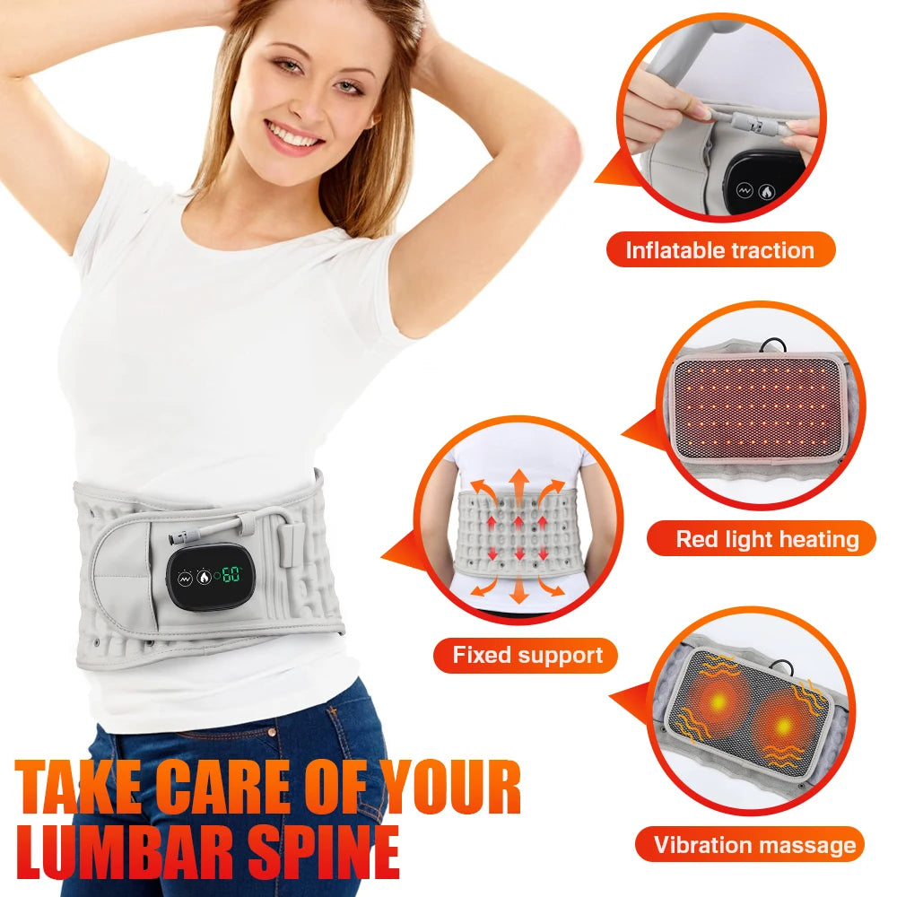 PastSky Rechargeable Heating Waist Back Massager With Inflatable Lumbar Traction